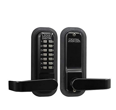 Lockey 2835MG Black Mechanical Keyless Lever Lock with Passage Function