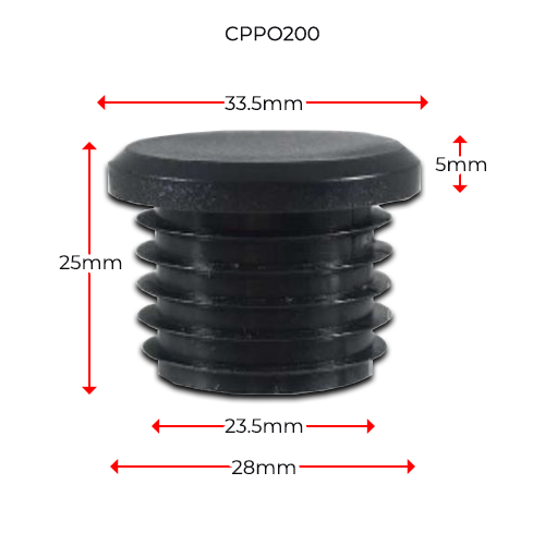 Long Neck Plastic Round Cap 25NB Black