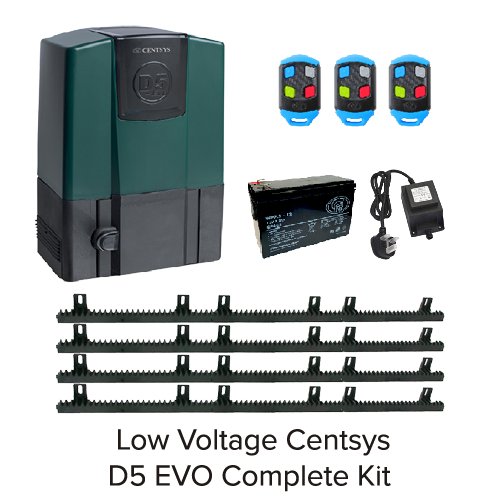 Low Voltage Centsys D5 Evo 12V DC - Sliding Gate Motor Complete Kit 3 Remotes