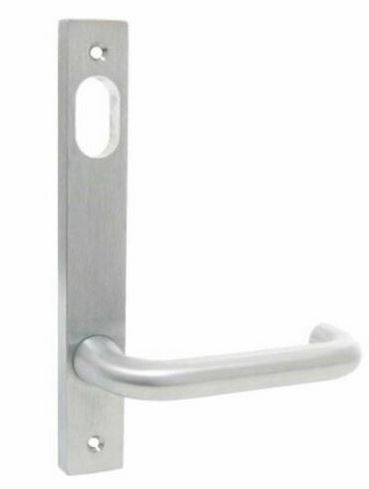 Lockwood Insert Mortice Lock Handle - Oval, 3582/3782, External Plate, Marine Grade - Stainless Steel in Satin Chrome Silver