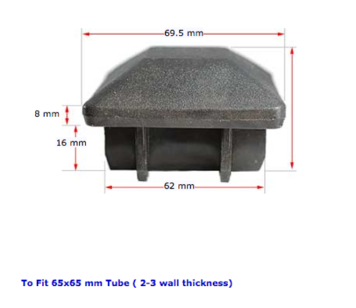 Plastic Dome Cap 65x65mm 