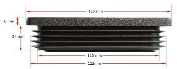 Plastic Rectangular Cap 125x75mm (2-5mm)
