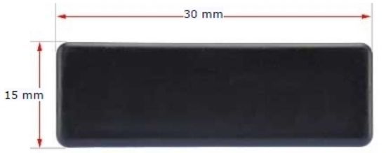 Plastic Rectangular Cap 30x15mm with wall thickness of 0.75-2.5mm