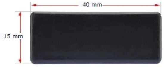 Plastic Rectangular Cap 40x15mm (1-2mm)