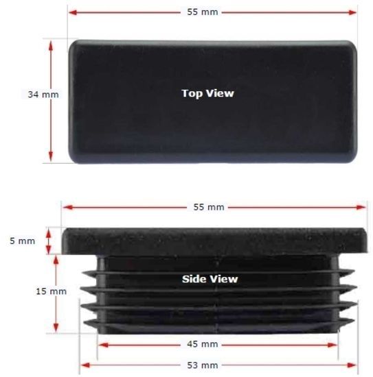 Plastic Rectangular Cap 55x34mm (1.5-4mm)