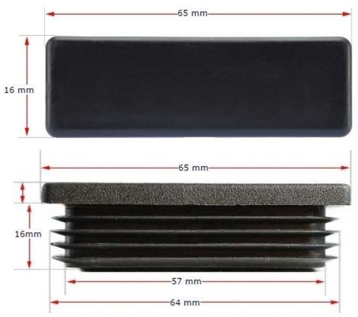 Plastic Rectangular Cap 65x16mm (1.2-1.4mm)