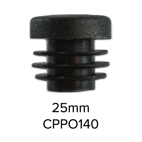 Plastic Round Cap 25mm (1-3mm) Black