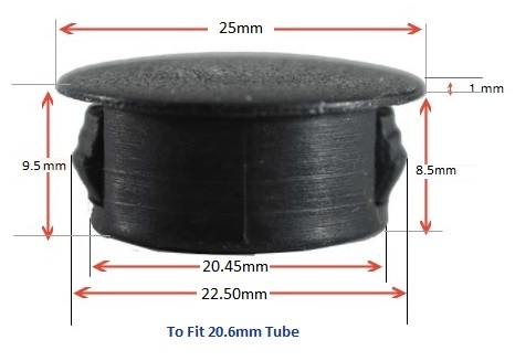 Plastic insert hole plug/End cap for hole size 20mm Black