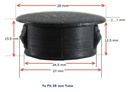 Plastic insert hole plug/End cap tube insert for hole size 25mm Black
