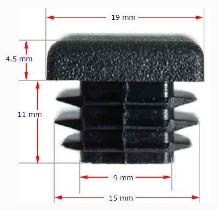 Plastic square cap 19x19mm (1.2-2.9mm wall thickness)