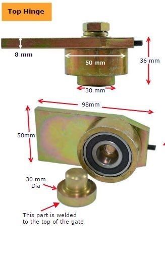 Zinc Plated Steel Weld-On Bearing Hinge - Up To 350kg - Top Only