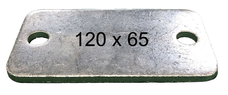 Rectangular Steel Base Plate, 120x65x5mm, 2 Holes