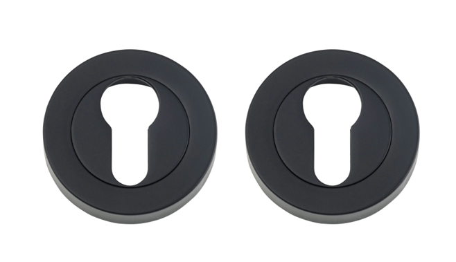 Round Escutcheons Euro cylinder- pair - Black