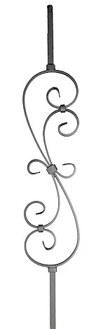 S Scroll 1000x180x12x6mm Spiral Scroll Wrought Iron Baluster- Zinc Plated