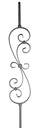 S Scroll 1000x180x12x6mm Spiral Scroll Wrought Iron Baluster- Zinc Plated