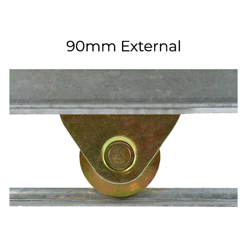 Zinc Plated Sliding Gate Wheel - 90mm U Groove External - Double Bearing