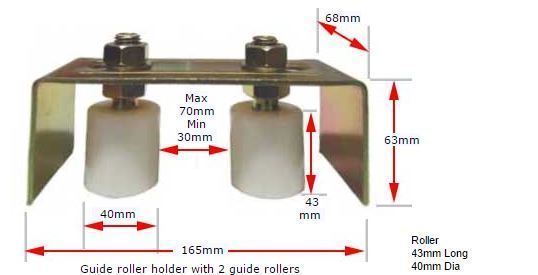 Sliding gate Top Guide Holder with 2 rollers 40x60mm.