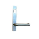 Lever Handle For Narrow Mortice Lock - Oval Cylinder, External Plate - 304 Stainless Steel Satin Chrome Silver