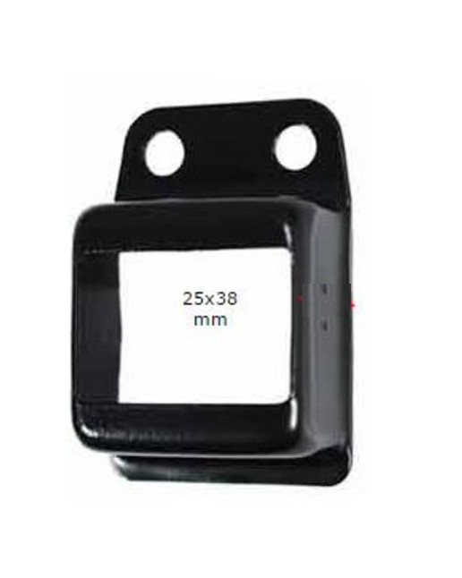 Steel Fence Rail Bracket, 38x25mm Tube, Single Lug, 2 Hole - Black