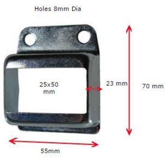 Steel Fencing Bracket for tube size 50x25 mm Single lug 2 holes