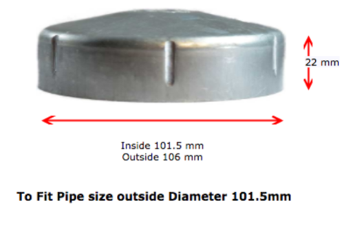 Steel Galvabond Round End Cap for tube 101.5mm (90NB)