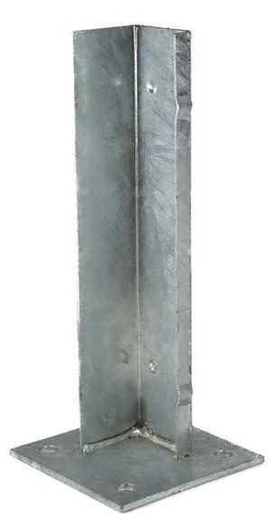 Square Steel Base Post Insert: 75x75mm Post, 150x150x5mm Base, 4 Holes