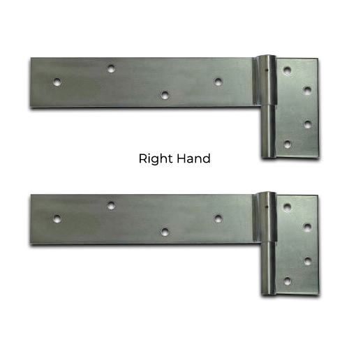 Zinc Plated Strap Hinges For Timber Gates - 14mm Pin, 300x50mm, RH, Silver - Pair