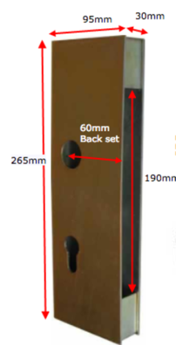 Steel weld on Lock Box to suit 755 Gainsborough  60mm for lock FK334