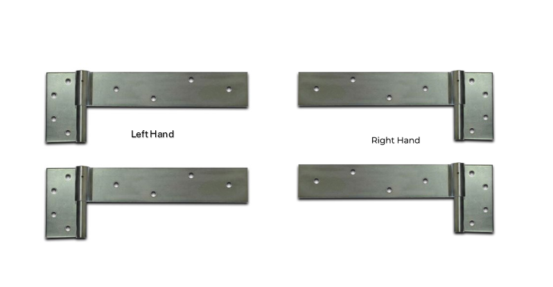 Zinc Plated Strap Hinge Set For Timber Gates - 14mm Pin, 300x50mm,  LH & RH, Silver - Full Set