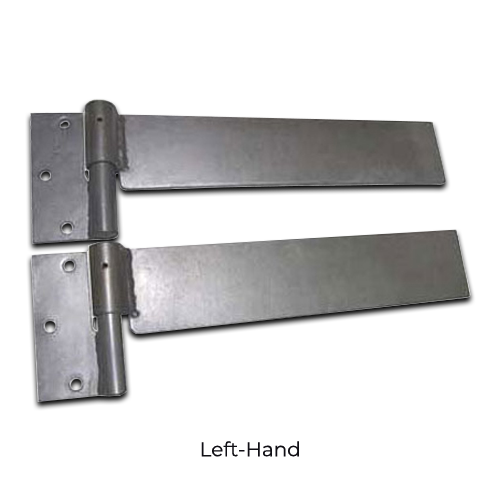 Zinc Plated Strap Hinges For Steel Gates - 19mm Pin, 300x65mm, LH, Silver - Pair