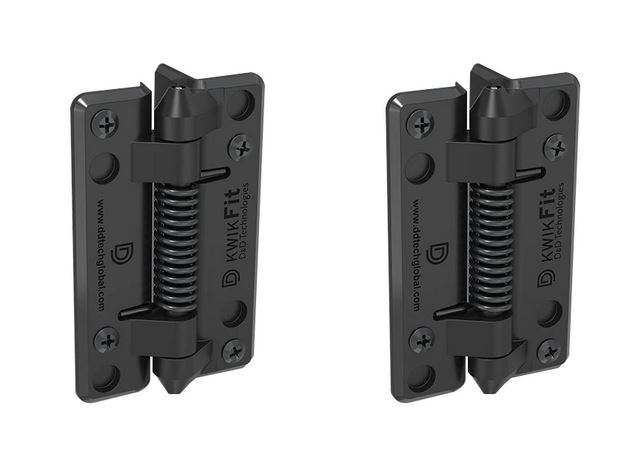 D&D KwikFit Fixed-Tension Self Closing Hinges - 20kg, Black, Two Legs - Pair