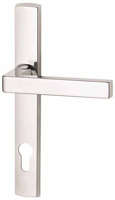 Insert Mortice Lock Handle Set - Euro, L Shaped - Stainless Steel in Matt Silver - Pair