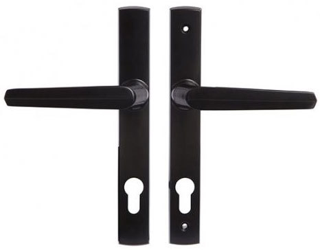Locinox Industrial Swing Gate Lock U2 for Flat Bar Adjustable 10-30mm in Black -Lever Handle