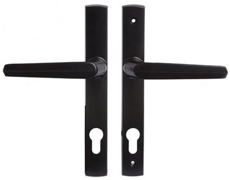 Insert Mortice Lock Handle Set - Euro, L Shaped - Stainless Steel in Matt Black - Pair