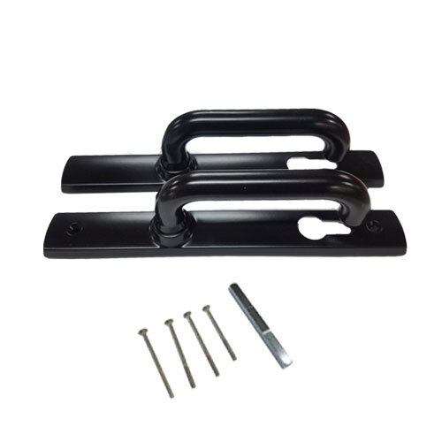 Insert Mortice Lock Handle Set - Euro, D Shaped - Stainless Steel in Matt Black - Pair