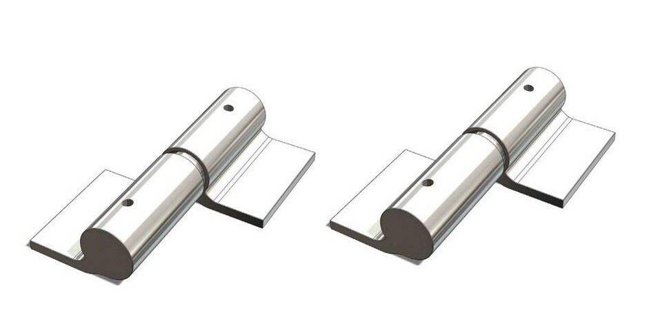 Zinc Plated Weld to Weld Prison Hinges - 16mm Pin, LH, Silver - Pair