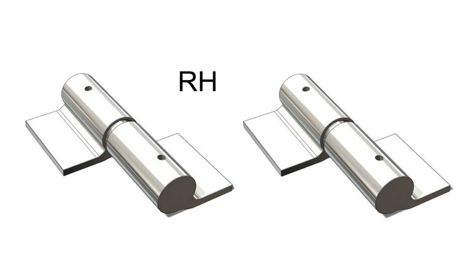 Zinc Plated Weld to Weld Prison Hinges - 16mm Pin, RH, Silver - Pair
