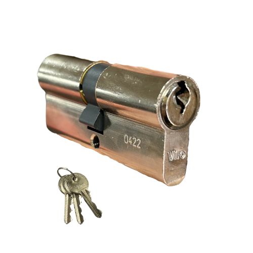 Viro Euro Key Barrel, 70mm Full Cylinder, Keyed Different - Bright Chrome