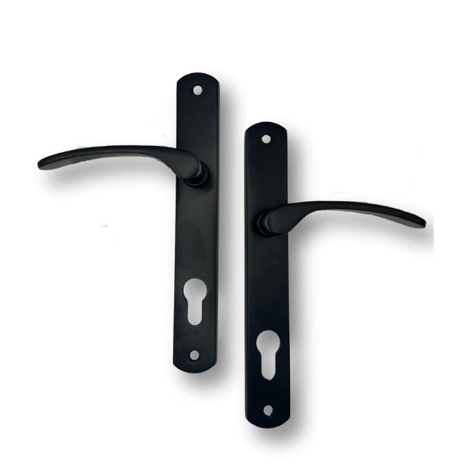 Insert Mortice Lock Handle Set - Euro, Aluminium in Matt Black - Pair