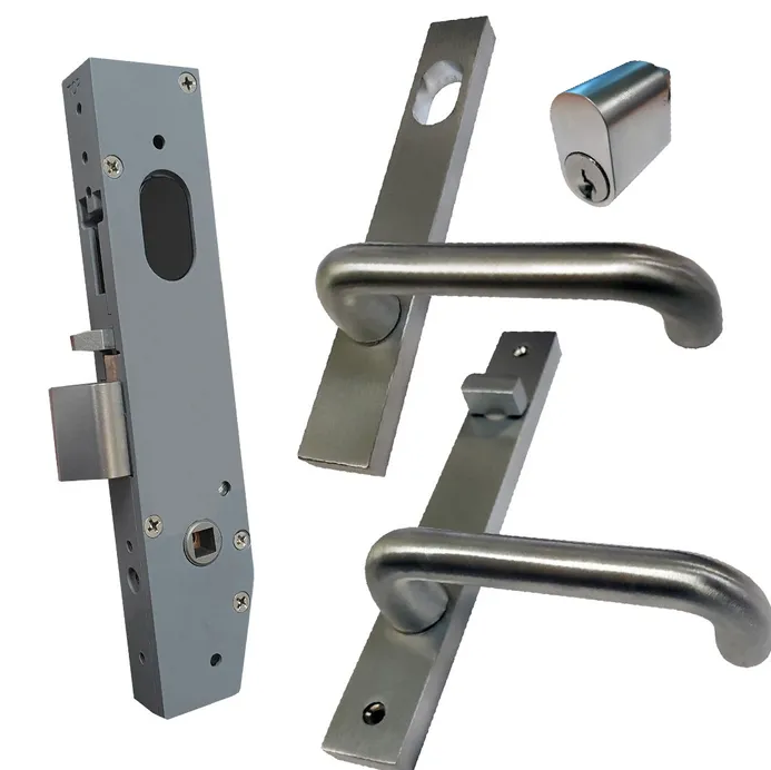 Lockton ENTRANCE Kit Oval Insert Mortice Lock - Complete Kit - 40x40 Frame, 23mm Backset, Silver - For Swing Gates