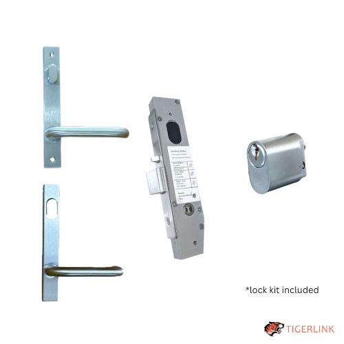 Lockton ENTRANCE Kit Oval Insert Mortice Lock - Complete Kit - 50x50 Frame, 23mm Backset, Silver - For Swing Gates
