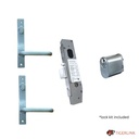 Lockton ENTRANCE Kit Oval Insert Mortice Lock - Complete Kit - 50x50 Frame, 23mm Backset, Silver - For Swing Gates