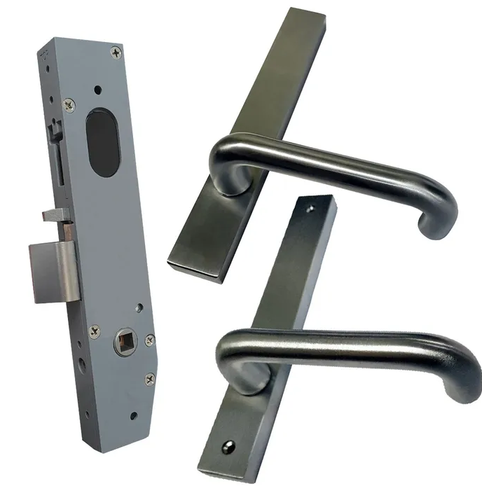 Lockton PASSAGE Kit Oval Insert Mortice Lock - Complete Kit - 40x40 Frame, 23mm Backset, Silver - For Swing Gates