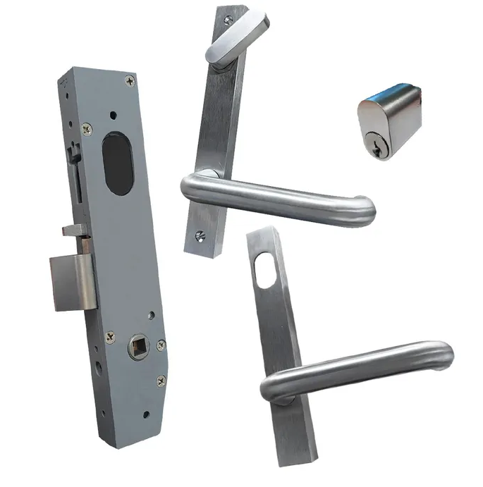 Lockton DISABILITY Kit Oval Insert Mortice Lock - Complete Kit - 40x40 Frame, 23mm Backset, Silver - For Swing Gates