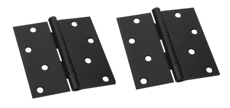 Zinc Plated Steel Butt Hinges - 100x75x2.5mm, Satin Black - Pair