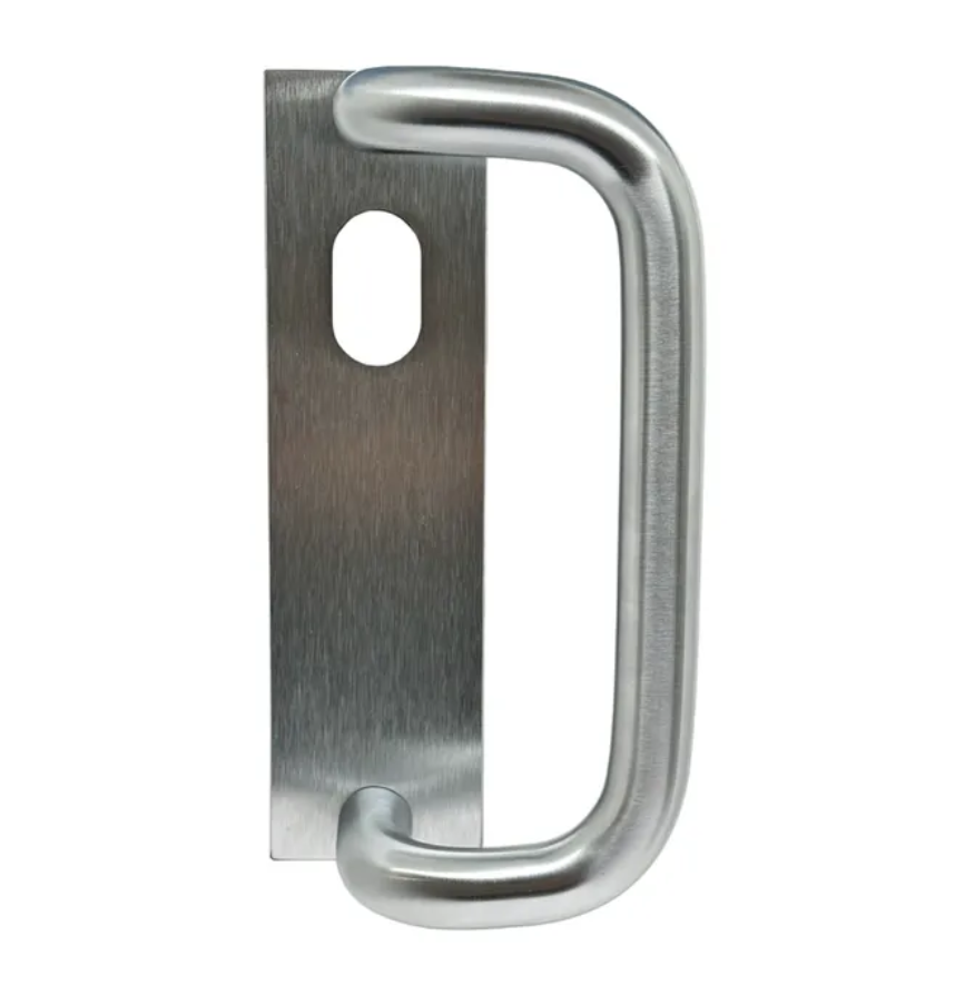 Insert Mortice Lock Handle Set - Oval, OFFSET Pull Handle - Stainless Steel in Bright Chrome Silver