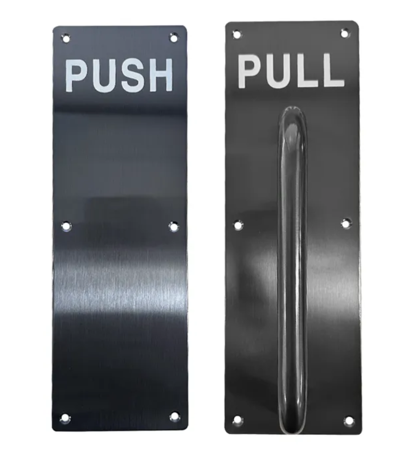 Gate Handle - Push / Pull Handle - Stainless Steel in Chrome Silver - Pair