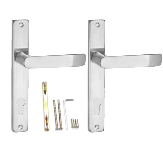 Stainless Steel Swing Gates Lever Handle Euro Set - 85mm Pitch Plate