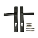 Insert Mortice Lock Handle Set - Euro, L Shaped - Aluminium in Matt Black - Pair