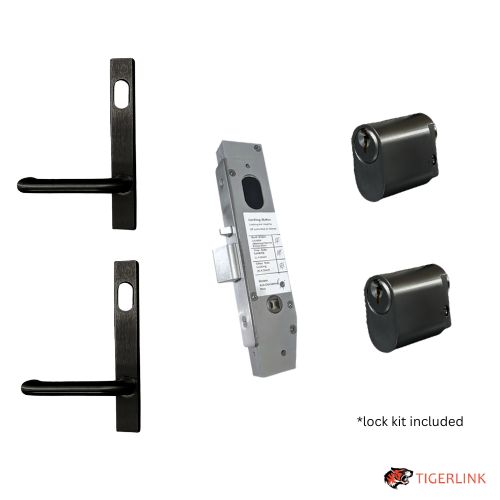 [MK541] Lockton Oval Insert Mortice Lock - Complete Kit - 50x50 Frame, 23mm Backset, Black - For Swing Gates